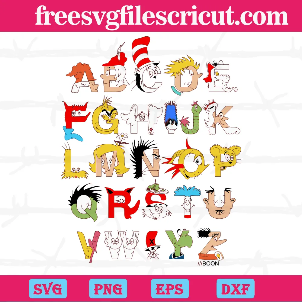 Dr Seuss Alphabet Fonts Graphic Design Svg