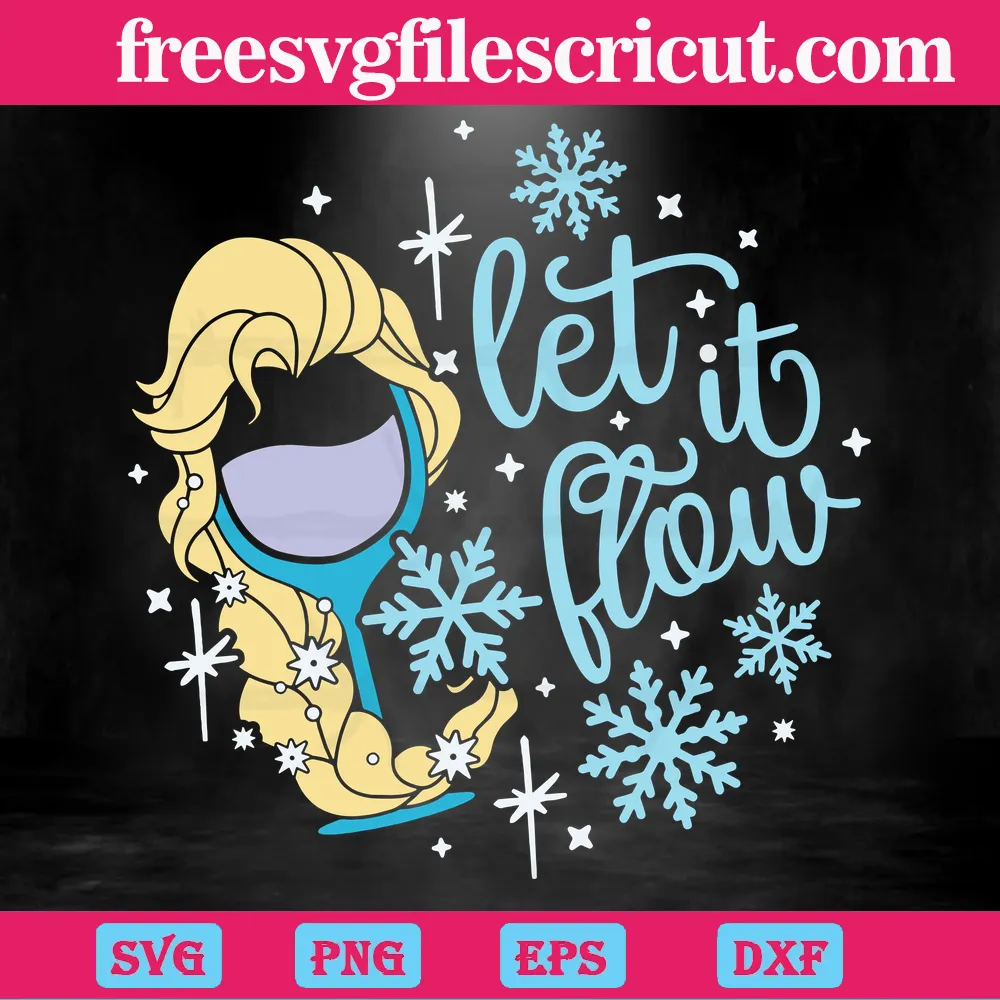 Elsa Hair Drinking Glass Let It Flow, Graphic Design Svg