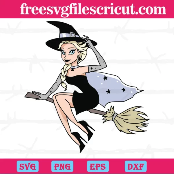 Elsa Witch Hat And Broom, Svg For Commercial Use