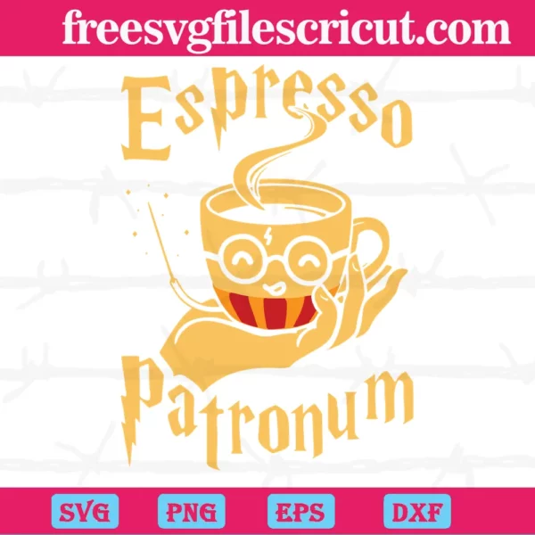 Espresso Patronum Harry Potter Coffee, Graphic Design Svg Invert