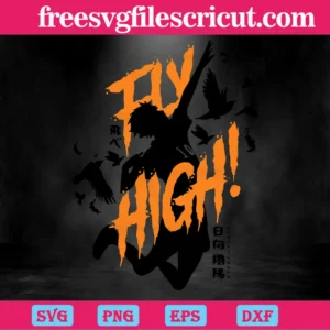 Haikyuu Hinata Fly High, Vector Illustrations Invert