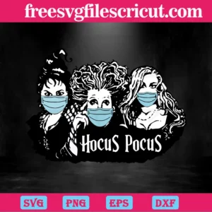 Hocus Pocus Winifred, Sarah And Mary Sanderson Face Mask, Cricut File Silhouette Art Svg Invert