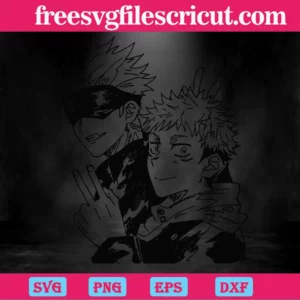 Itadori Yuji And Gojo Satoru One Piece Anime, Graphic Design Invert