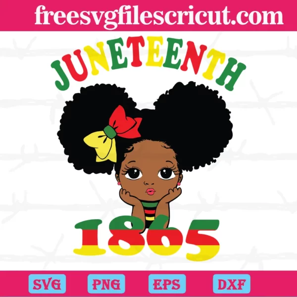 Juneteenth Celebrating 1865 Cute Black Baby Girl , Svg Png Dxf Eps Designs Download