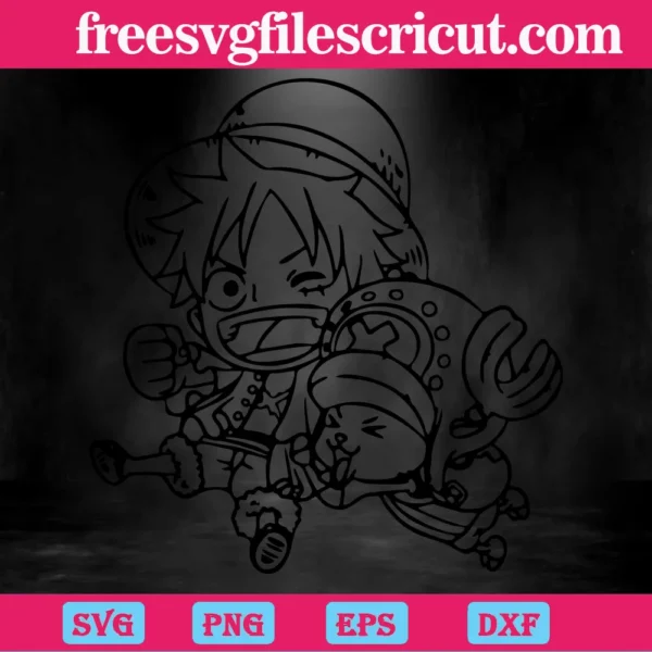 Luffy And Tony Tony Chopper One Piece, Svg Png Dxf Eps Cricut Files Invert