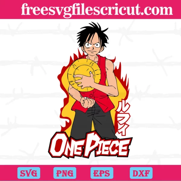 Monkey D. Luffy One Piece With Straw Hat , Cutting File Svg