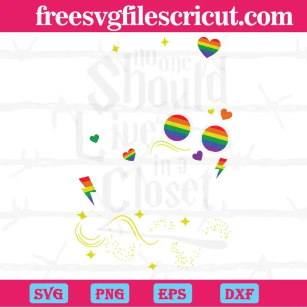 No One Should Live In A Closet Lgbt Gay Pride Harry Potter Font Glasses And Magic Caster Wand, Multi Layered Files Svg Invert