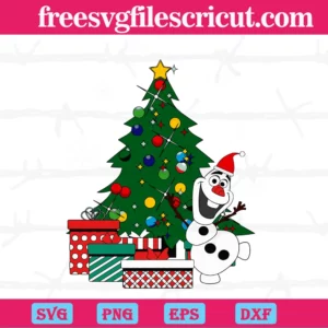 Olaf Around The Christmas Tree Svg, Transparent Background Files