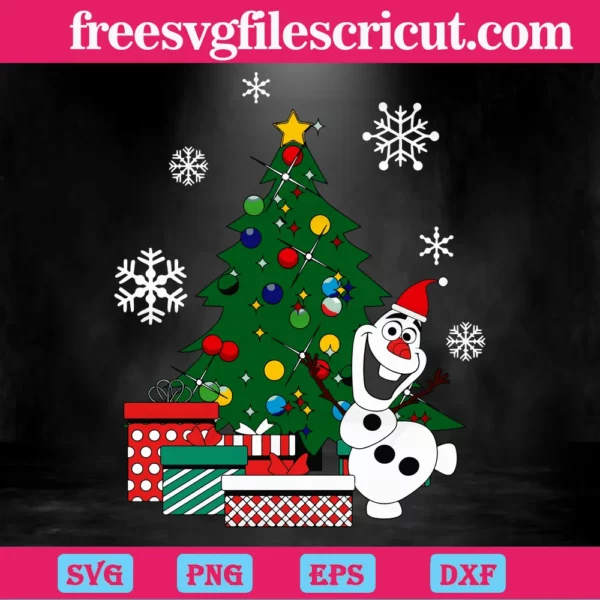 Olaf Around The Christmas Tree Svg, Transparent Background Files Invert