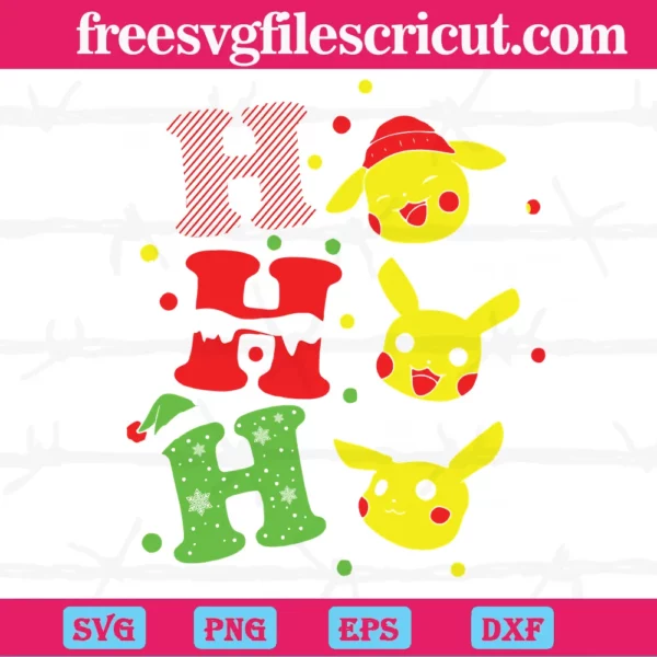 Pikachu Ho Ho Ho Christmas Transparent Background Files Svg Invert