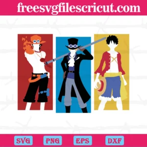 Portgas D. Ace Sabo Luffy Asl Pirates One Piece Anime, Svg Files For Crafting And Diy Projects