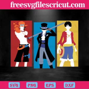 Portgas D. Ace Sabo Luffy Asl Pirates One Piece Anime, Svg Files For Crafting And Diy Projects Invert
