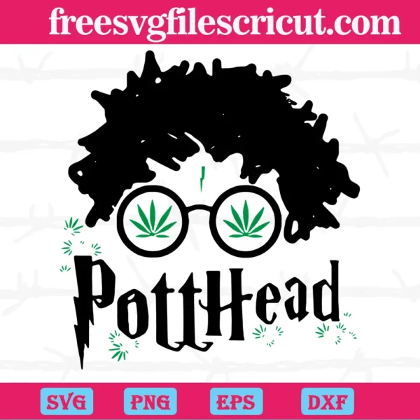 Pott Head Weed Leaf Harry Potter Glasses, Multi Layered Files Svg