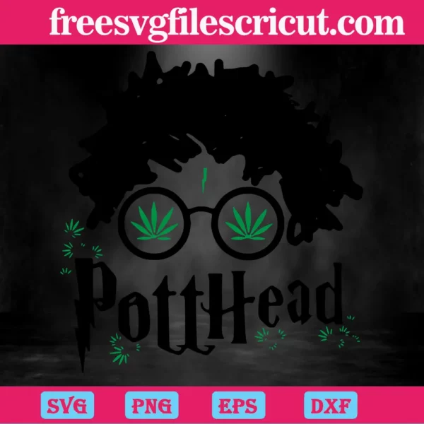 Pott Head Weed Leaf Harry Potter Glasses, Multi Layered Files Svg Invert