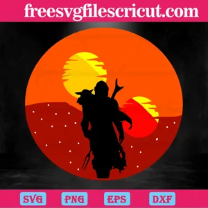 Retro Vintage Baby Yoda And The Child Mandalorian, Cutting Svg Invert