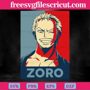 Roronoa Zoro One Piece Anime, High-Quality Svg Files Invert