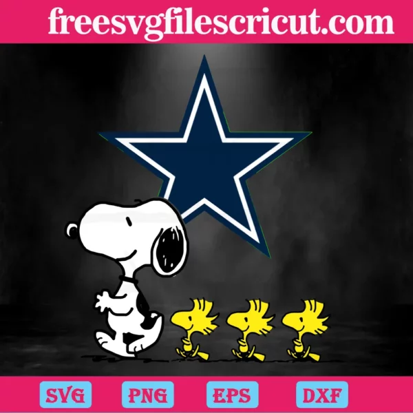 Star Dallas Cowboys Snoopy Woodstock, Svg Png Dxf Eps Cricut Files Invert