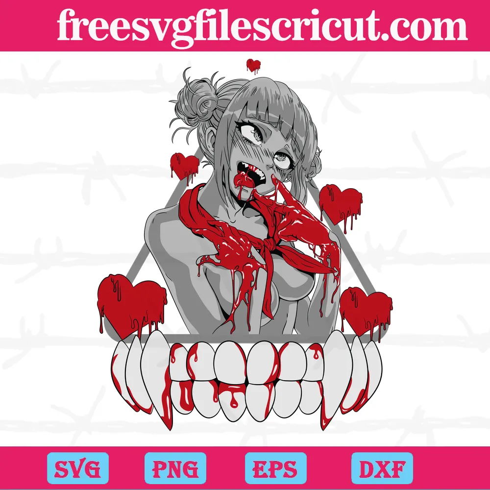 Toga Himiko Heart And Teeth With Blood, Vector Illustrations Svg