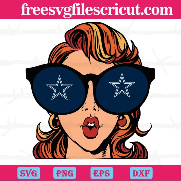 Woman With Sunglasses Dallas Cowboys Star Logo In The Reflection, The Best Digital Svg Designs For Cricut
