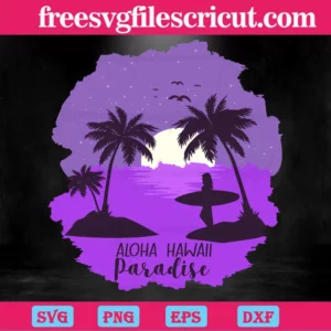 Aloha Hawaii Paradise At Night Summer Tee, Graphic Design Invert