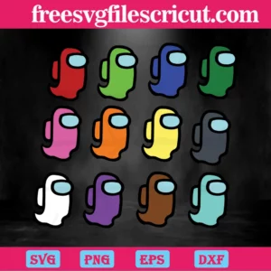 Among Us Color, Among Us Layered, Among Us Logo, Cutting File Invert