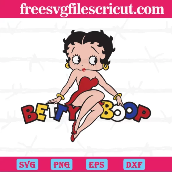 Betty Boop Sitting, Svg Png Dxf Eps