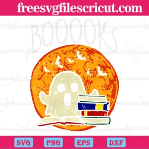 Boooks Moon Ghost Halloween, Svg Designs Invert