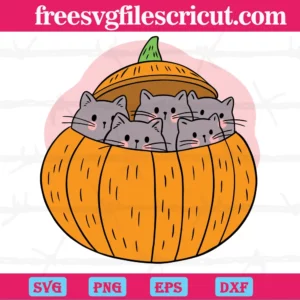 Cute Halloween Pumpkin Cat, Layered Svg Files