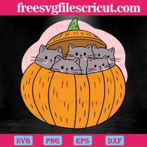 Cute Halloween Pumpkin Cat, Layered Svg Files Invert