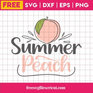 Cute Summer Peach With Leaves, Craft Svg Free Invert