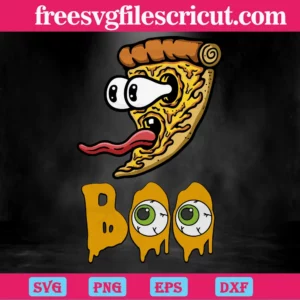 Funny Pizza Halloween Boo, Digital Files Invert