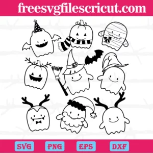 Ghost Halloween Bundle, Svg Png Dxf Eps Invert