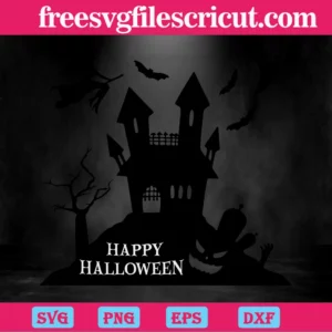 Halloween Haunted Castle Halloween, Svg Digital File Download Invert