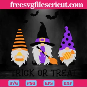 Halloween Trick Or Treat Gnome With Pumpkin, Layered Svg Files Invert