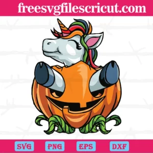Halloween Unicorn With Pumpkin, Scalable Vector Graphics