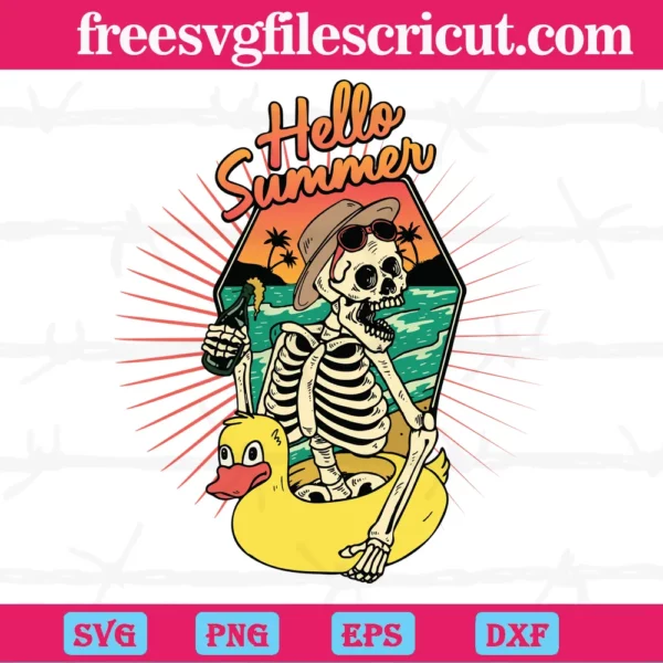 Hello Summer Funny Skeleton, Premium Svg Files
