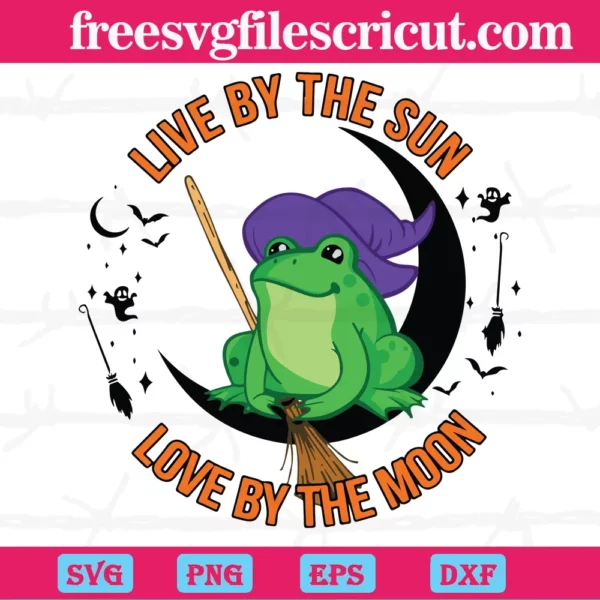 Live By The Sun Love By The Moon Halloween Frog, Svg File Formats