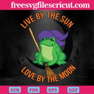 Live By The Sun Love By The Moon Halloween Frog, Svg File Formats Invert