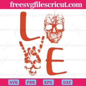 Love Skull Halloween, Layered Svg Files