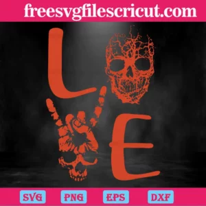 Love Skull Halloween, Layered Svg Files Invert