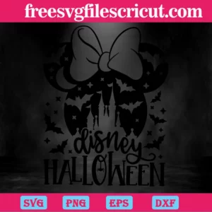 Minnie Head Bats Disney Halloween Castle, Svg Designs Invert
