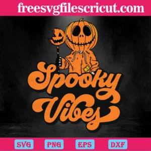 Pumpkin Halloween Spooky Vibes, Svg Clipart Invert