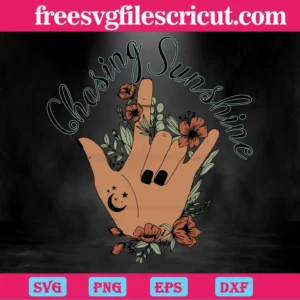 Retro Chasing Sunshine, Vector Illustrations Invert