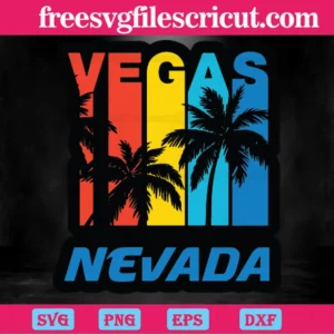 Retro Las Vegas Nevada Palm Trees Vacation, Svg Png Dxf Eps Cricut Silhouette Invert