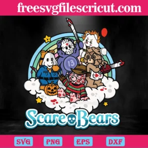 Scare Bears Halloween, Svg Cut Files Invert