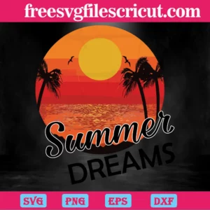 Sunset Retro Summer Dreams, High-Quality Svg Files Invert