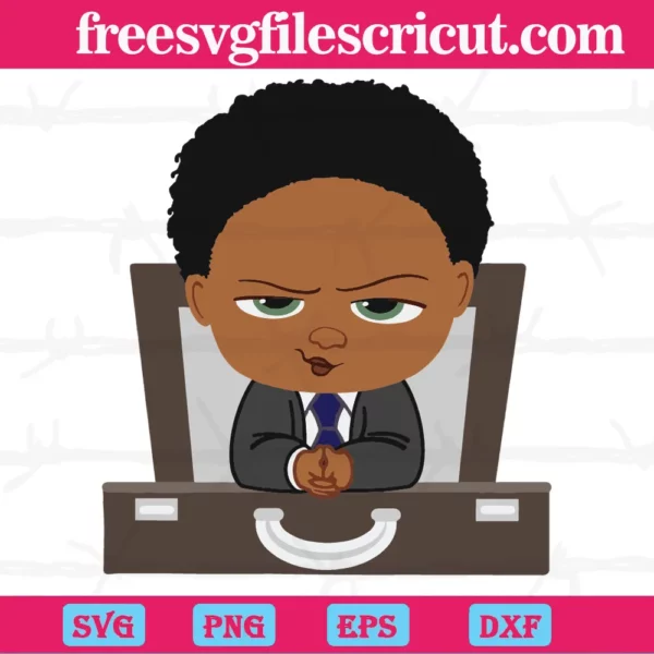 African American Black Boss Baby In Black Suit, Svg File Formats