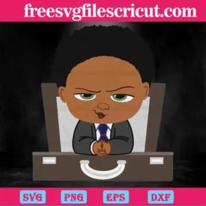 African American Black Boss Baby In Black Suit, Svg File Formats Invert