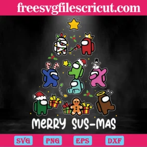 Among Us Merry Sus-Mas, Svg Png Dxf Eps Cricut Files Invert