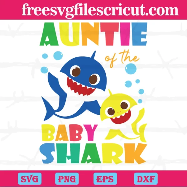 Auntie Of The Baby Shark, Svg Png Dxf Eps Designs Download Invert